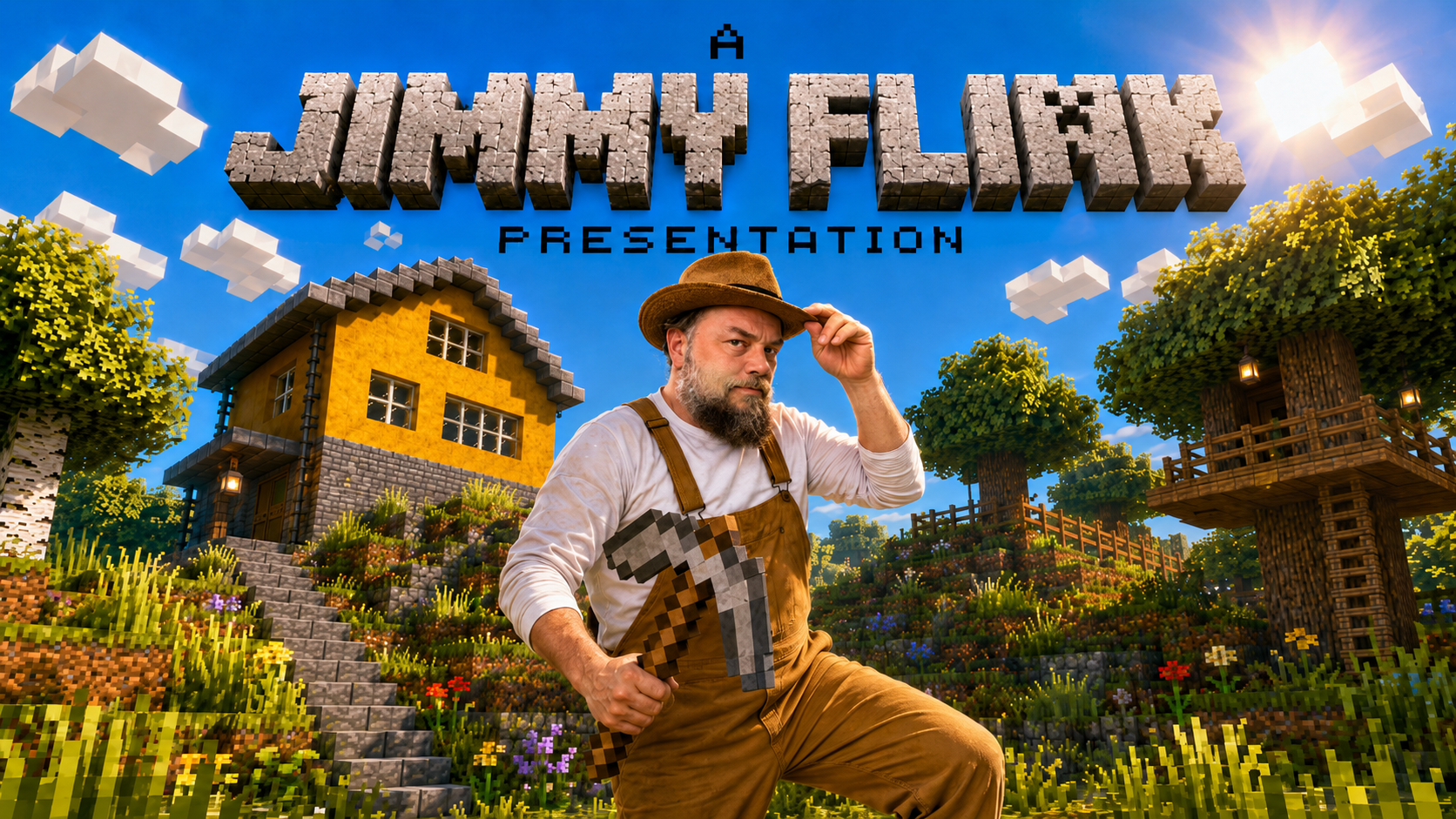 Voxel-stilad Minecraft-titelbild för "UX-design with AI"